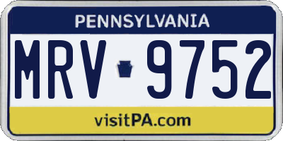 PA license plate MRV9752
