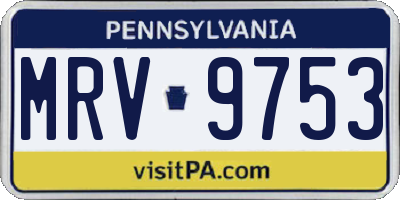 PA license plate MRV9753