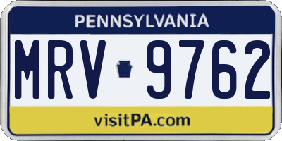 PA license plate MRV9762