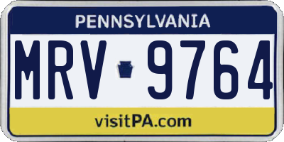 PA license plate MRV9764