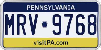 PA license plate MRV9768