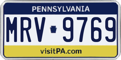PA license plate MRV9769