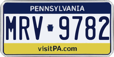 PA license plate MRV9782