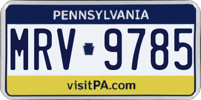 PA license plate MRV9785