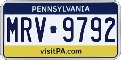 PA license plate MRV9792