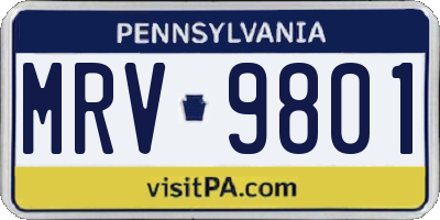 PA license plate MRV9801