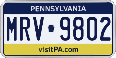 PA license plate MRV9802