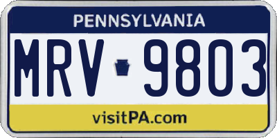 PA license plate MRV9803