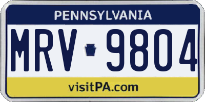 PA license plate MRV9804