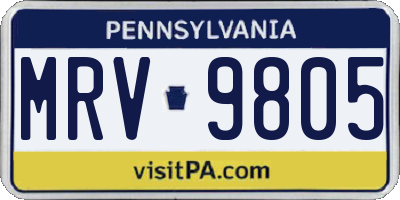 PA license plate MRV9805