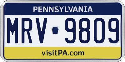 PA license plate MRV9809
