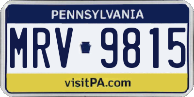 PA license plate MRV9815