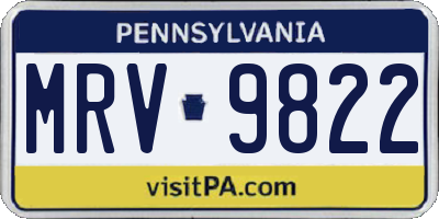 PA license plate MRV9822
