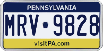 PA license plate MRV9828