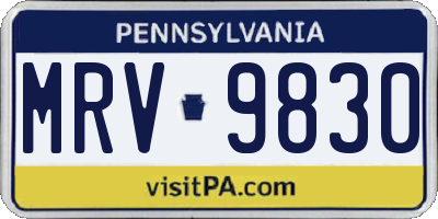 PA license plate MRV9830