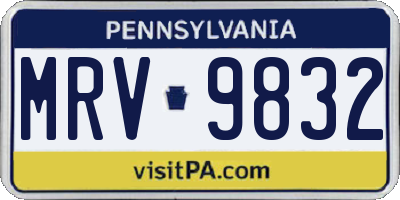 PA license plate MRV9832