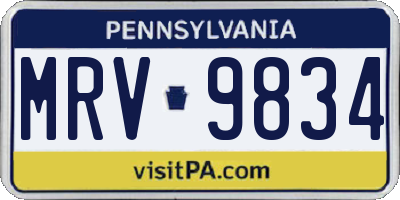 PA license plate MRV9834