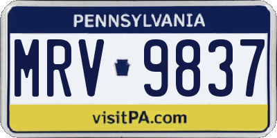 PA license plate MRV9837