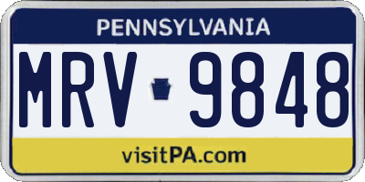 PA license plate MRV9848
