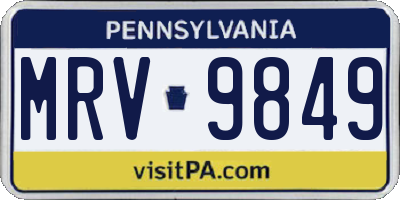 PA license plate MRV9849