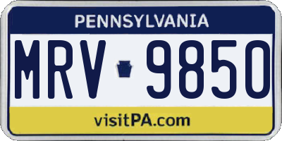 PA license plate MRV9850