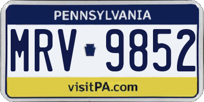 PA license plate MRV9852
