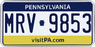PA license plate MRV9853
