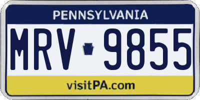 PA license plate MRV9855