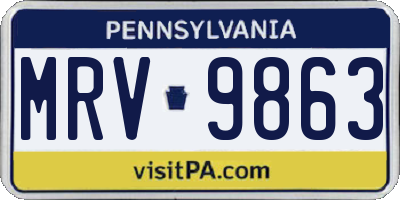 PA license plate MRV9863