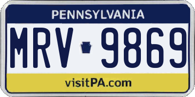 PA license plate MRV9869