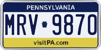 PA license plate MRV9870