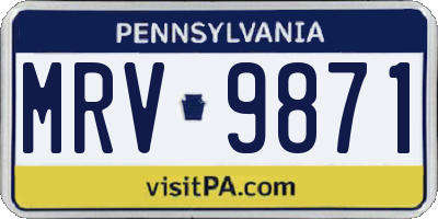 PA license plate MRV9871