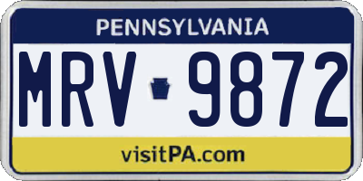 PA license plate MRV9872