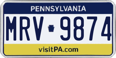 PA license plate MRV9874
