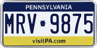PA license plate MRV9875