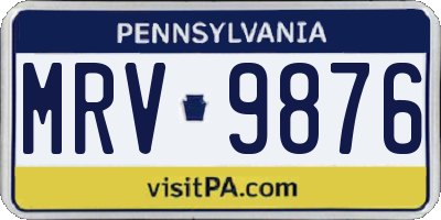 PA license plate MRV9876