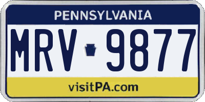 PA license plate MRV9877