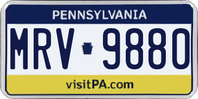 PA license plate MRV9880