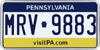 PA license plate MRV9883