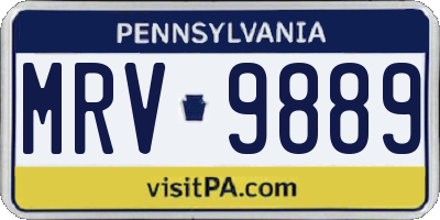 PA license plate MRV9889