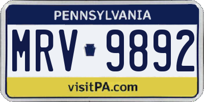 PA license plate MRV9892