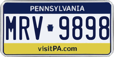PA license plate MRV9898