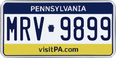 PA license plate MRV9899