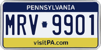 PA license plate MRV9901