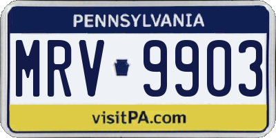 PA license plate MRV9903
