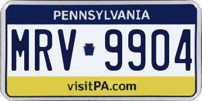 PA license plate MRV9904
