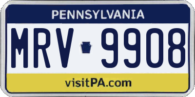 PA license plate MRV9908