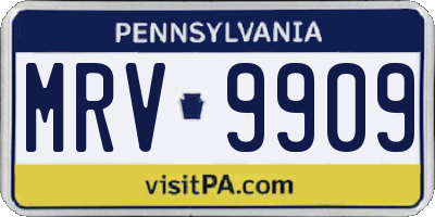 PA license plate MRV9909