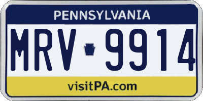 PA license plate MRV9914