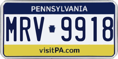 PA license plate MRV9918